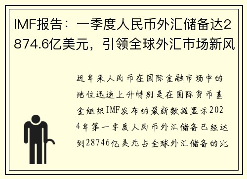 IMF报告：一季度人民币外汇储备达2874.6亿美元，引领全球外汇市场新风向
