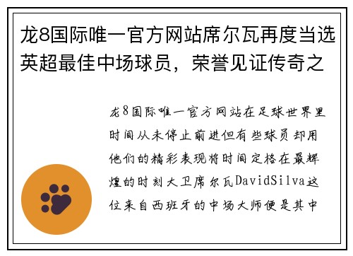 龙8国际唯一官方网站席尔瓦再度当选英超最佳中场球员，荣誉见证传奇之路 - 副本