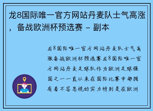 龙8国际唯一官方网站丹麦队士气高涨，备战欧洲杯预选赛 - 副本