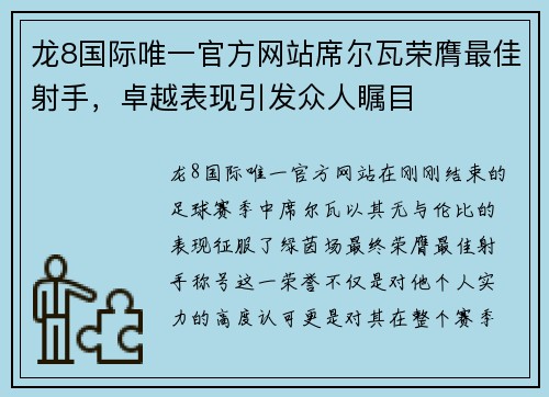 龙8国际唯一官方网站席尔瓦荣膺最佳射手，卓越表现引发众人瞩目
