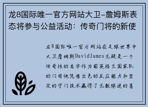 龙8国际唯一官方网站大卫-詹姆斯表态将参与公益活动：传奇门将的新使命