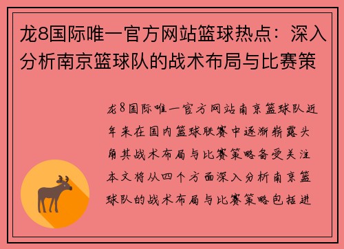 龙8国际唯一官方网站篮球热点：深入分析南京篮球队的战术布局与比赛策略